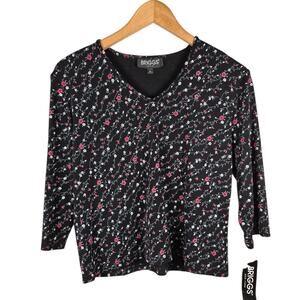 VTG NWT Briggs Petite Womens Floral Black Petite Large LP USA Fairy Whimsigoth